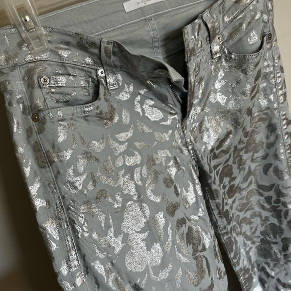 7 For All Mankind Metallic Skinny Foil Print Jeans - Picture 6 of 9